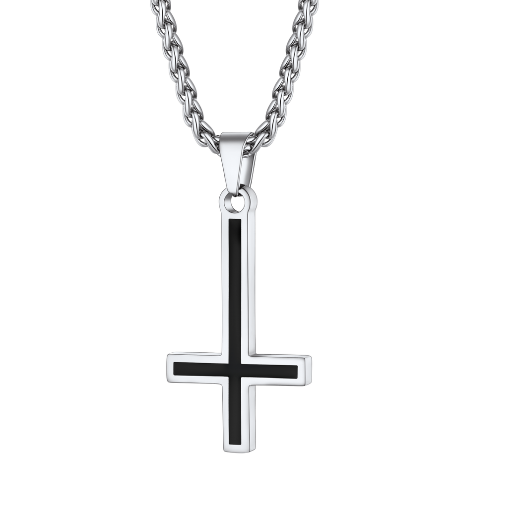 Enamel Upside Down Cross Necklace for