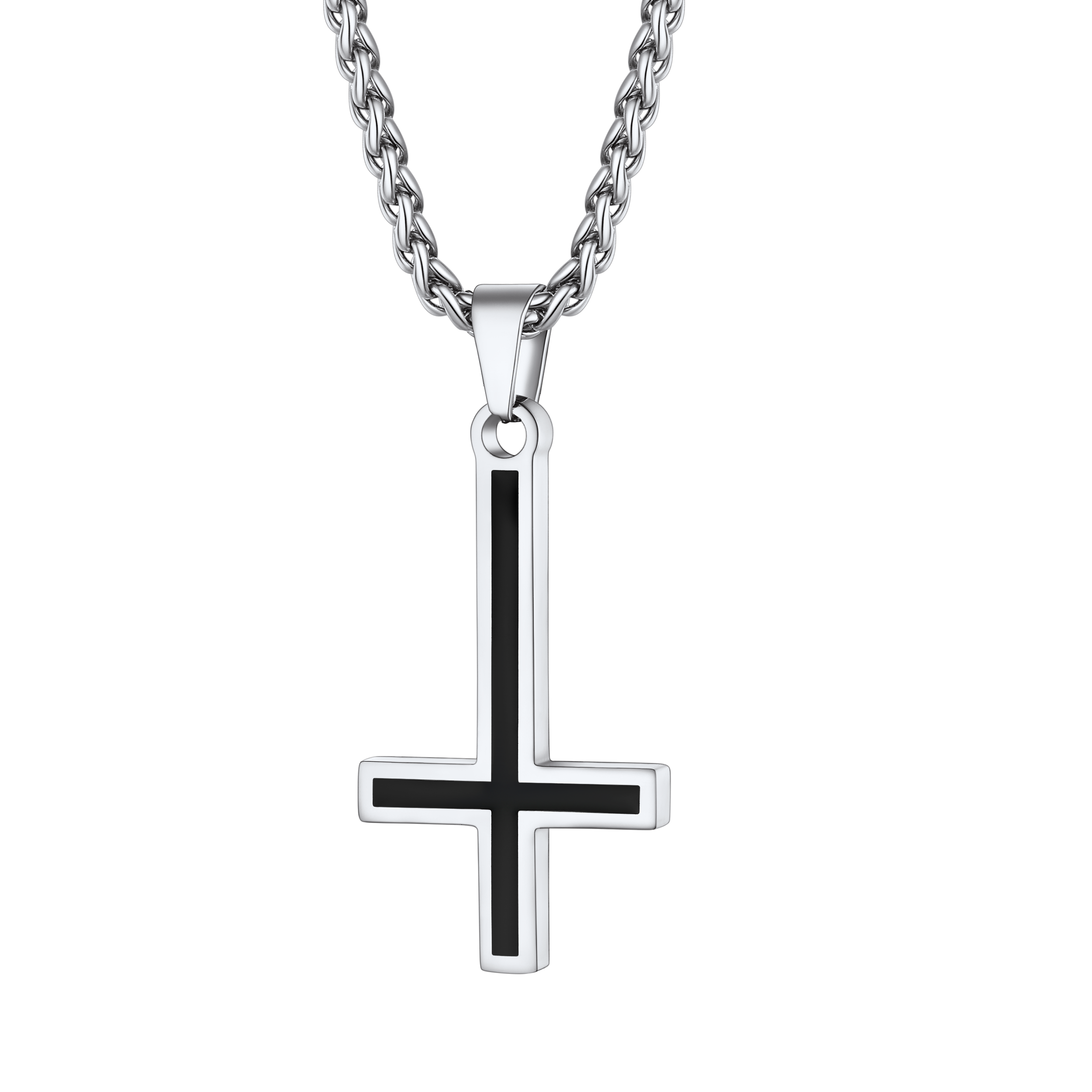 Enamel Upside Down Cross Necklace for