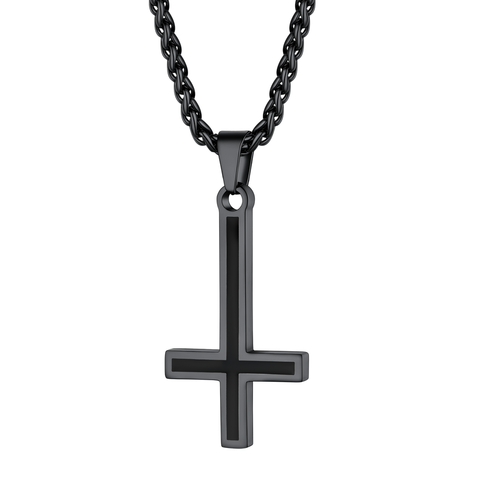 Enamel Upside Down Cross Necklace for
