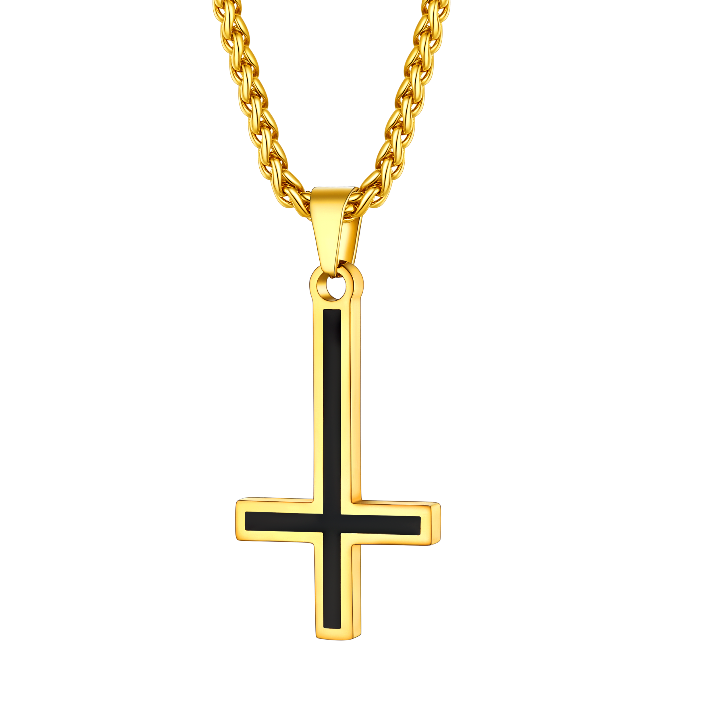 Enamel Upside Down Cross Necklace for