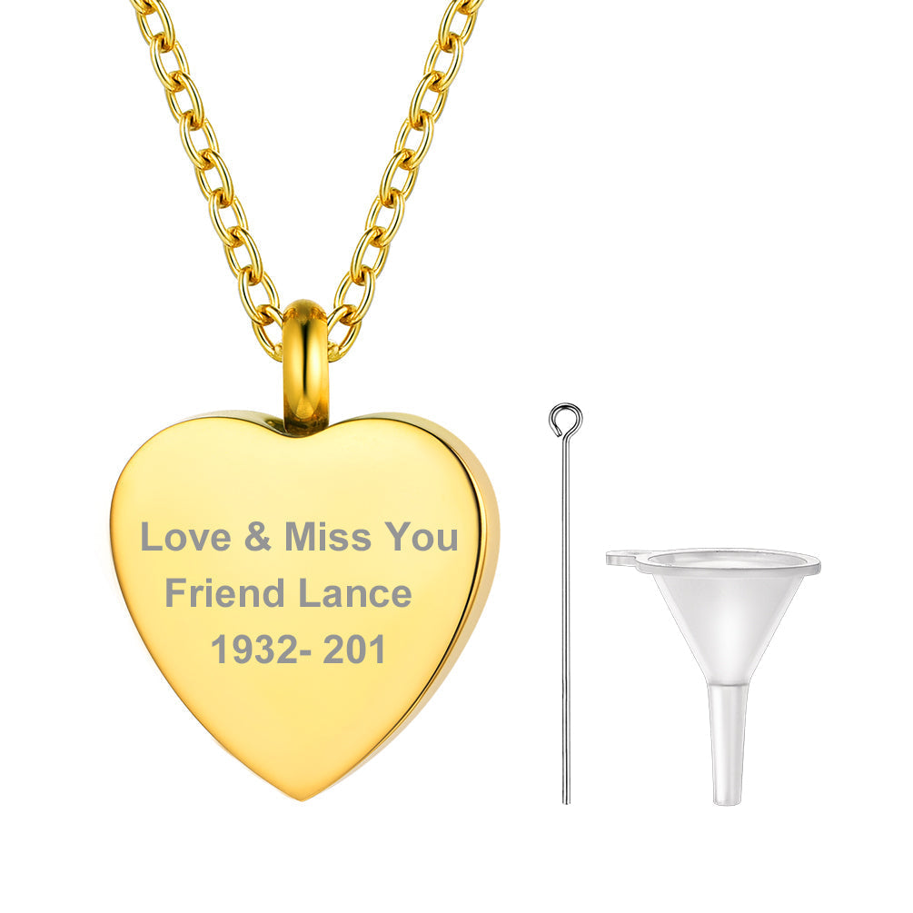 Customized Heart Urn Necklace for Ashes Cremation Jewelry