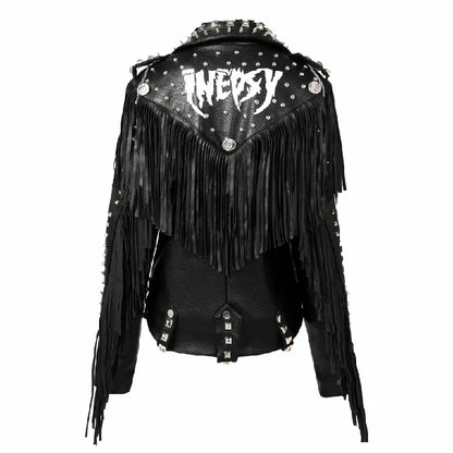 Rivets Leather Jacket