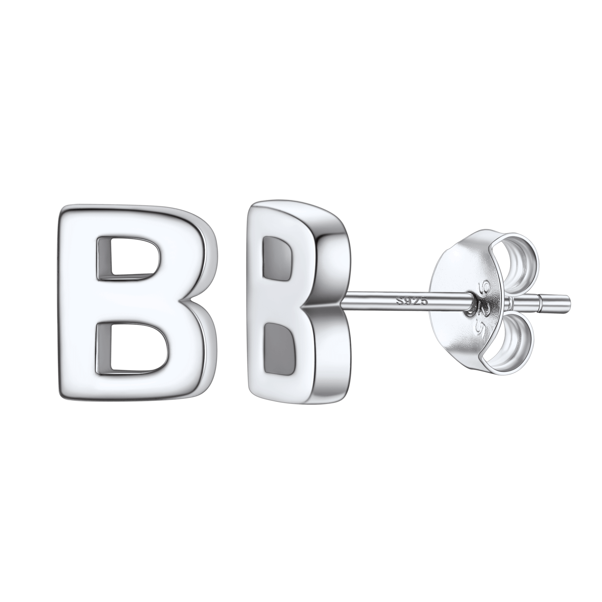 Sterling Silver Tiny Initial Letter Earrings Alphabet Studs for