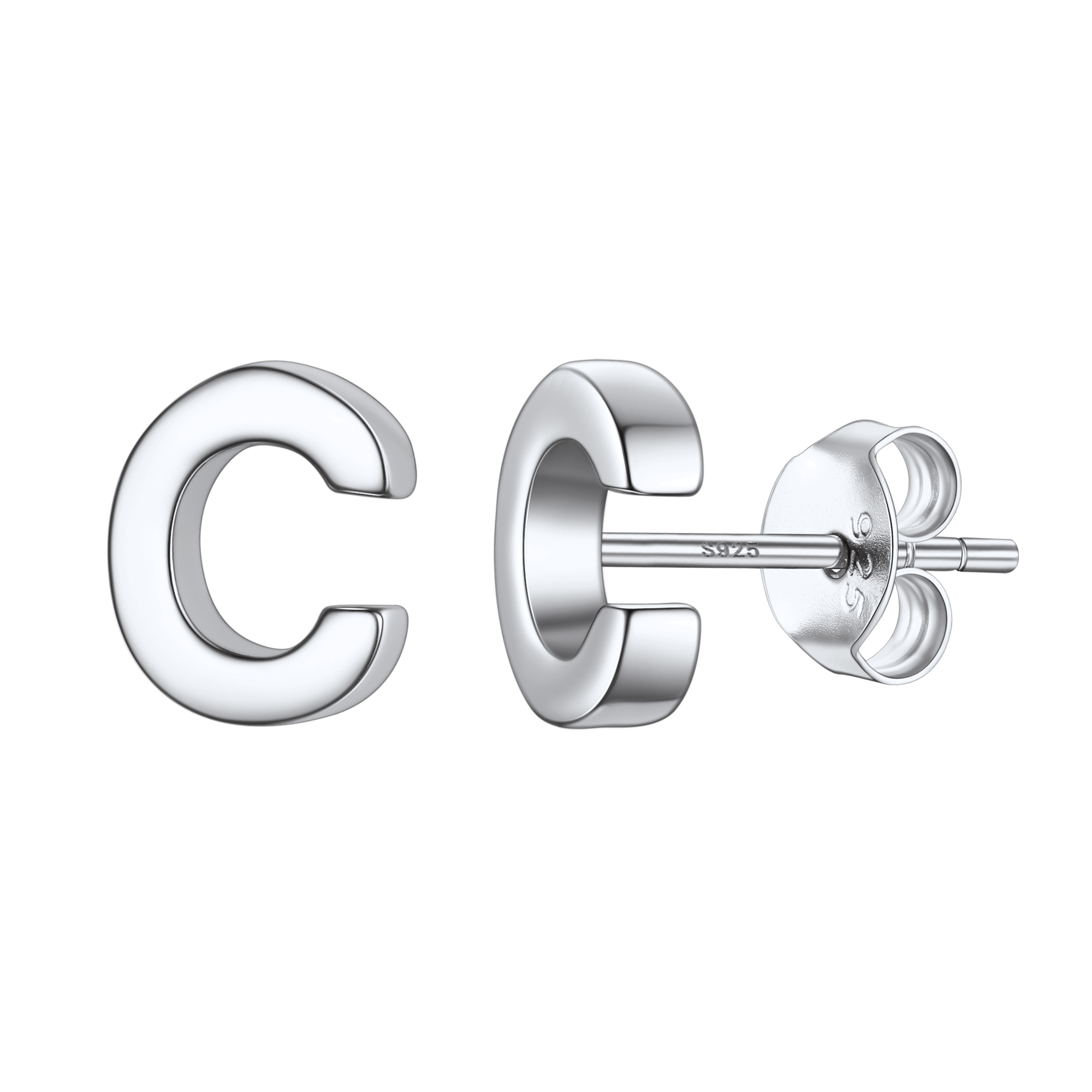 Sterling Silver Tiny Initial Letter Earrings Alphabet Studs for