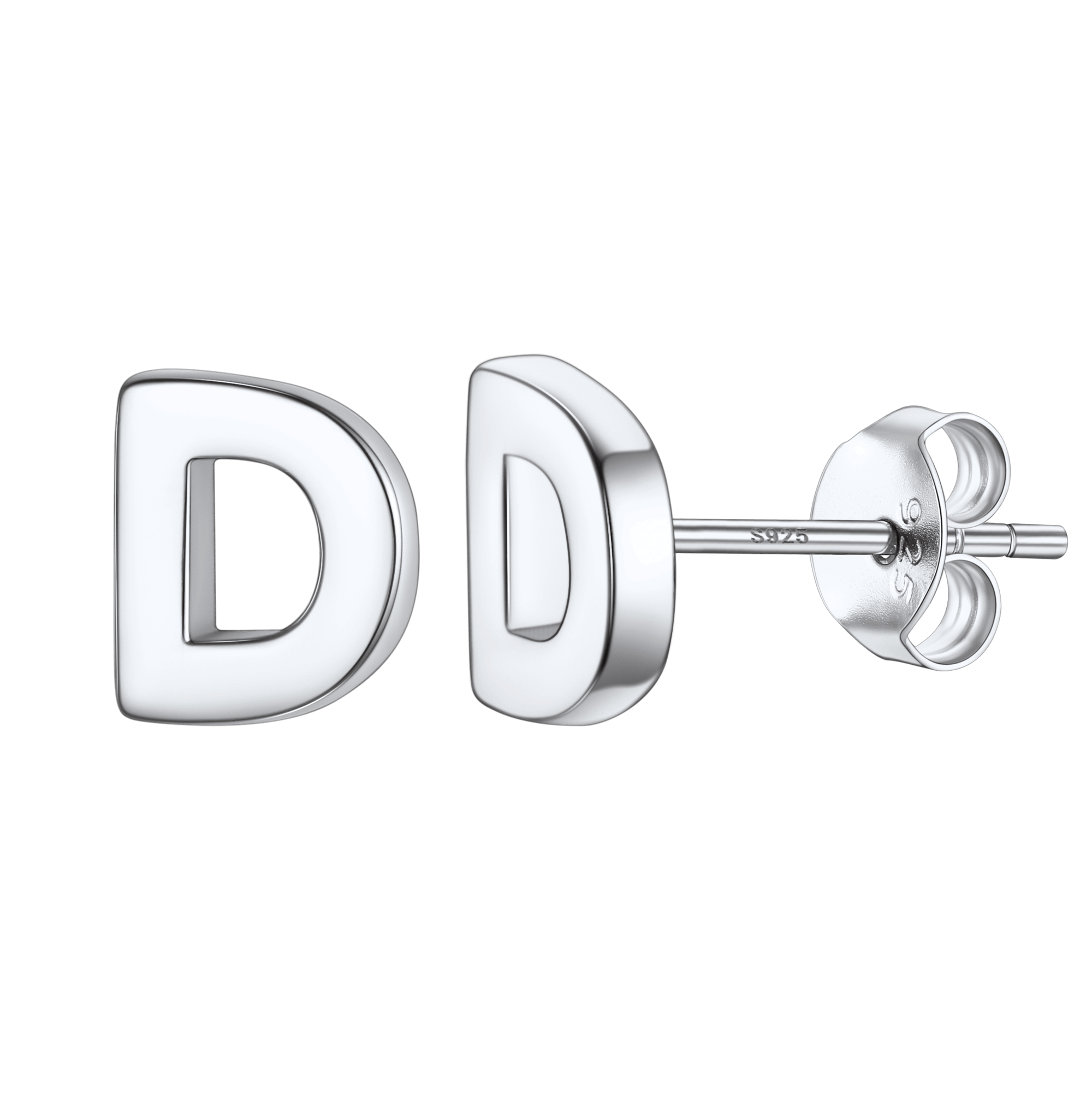 Sterling Silver Tiny Initial Letter Earrings Alphabet Studs for