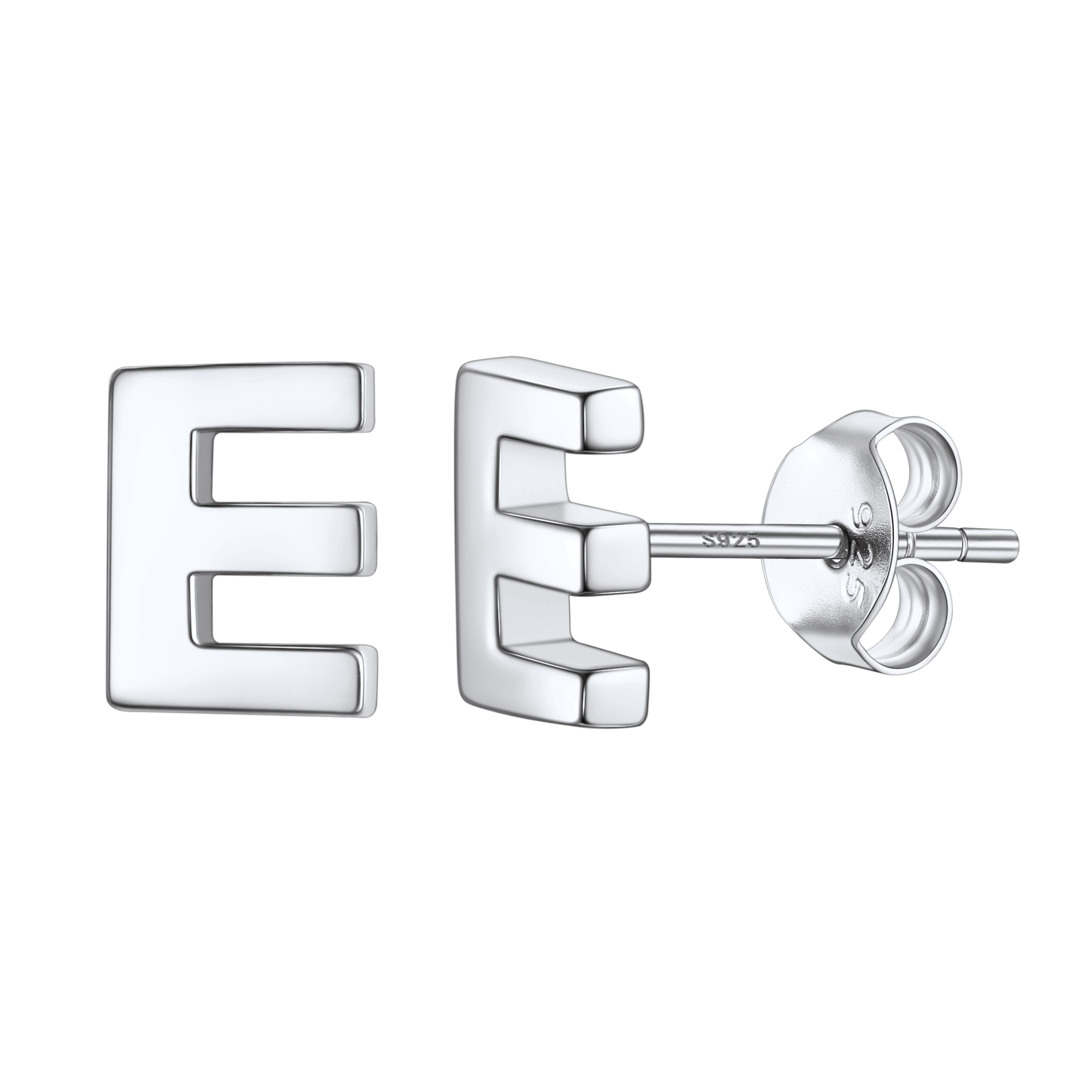 Sterling Silver Tiny Initial Letter Earrings Alphabet Studs for