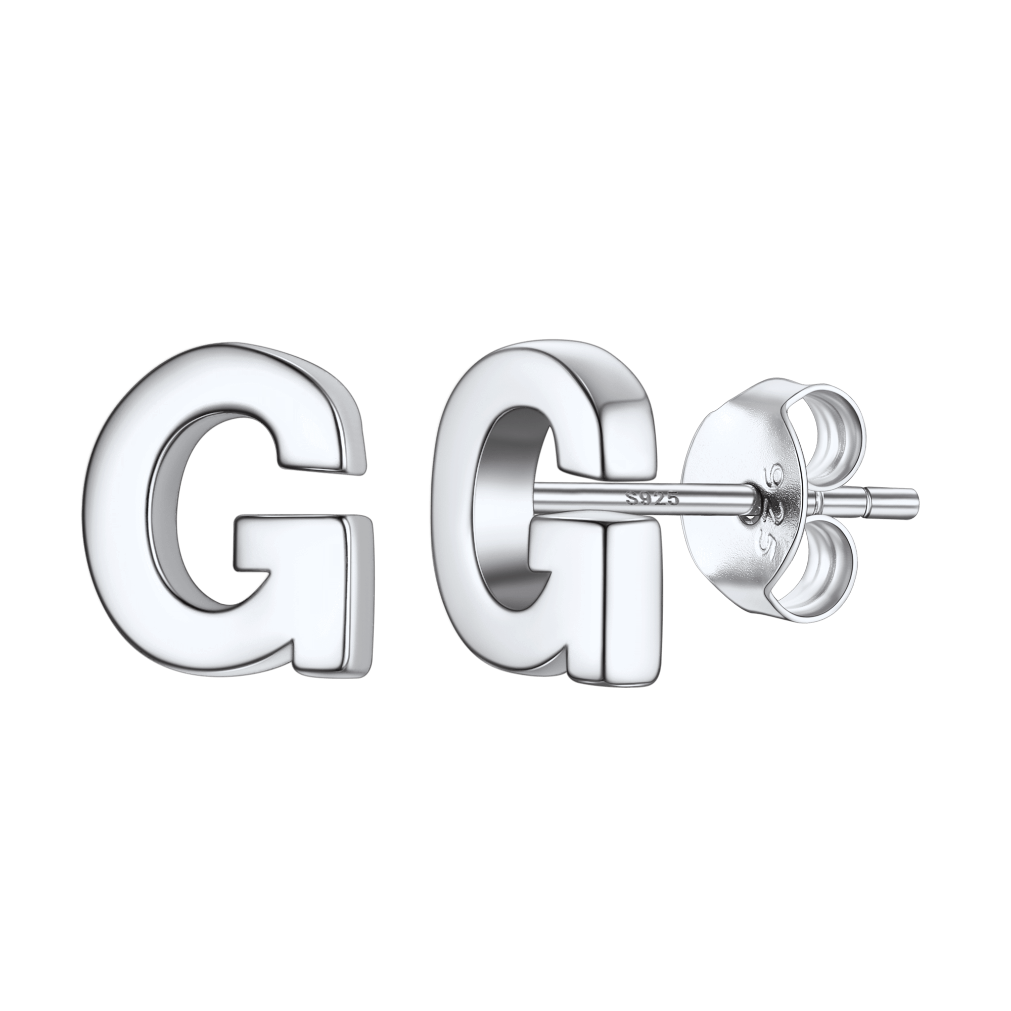Sterling Silver Tiny Initial Letter Earrings Alphabet Studs for