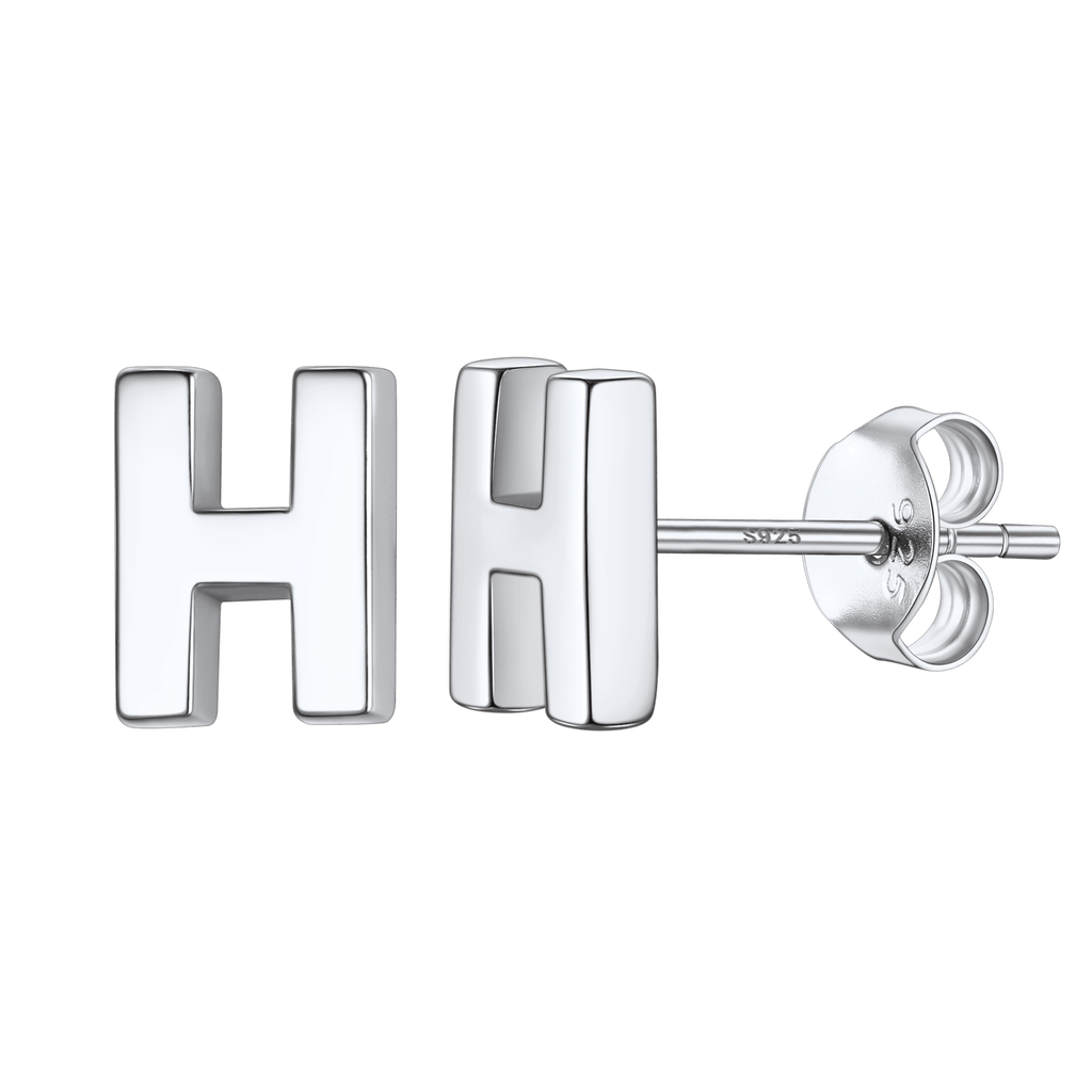 Sterling Silver Tiny Initial Letter Earrings Alphabet Studs for