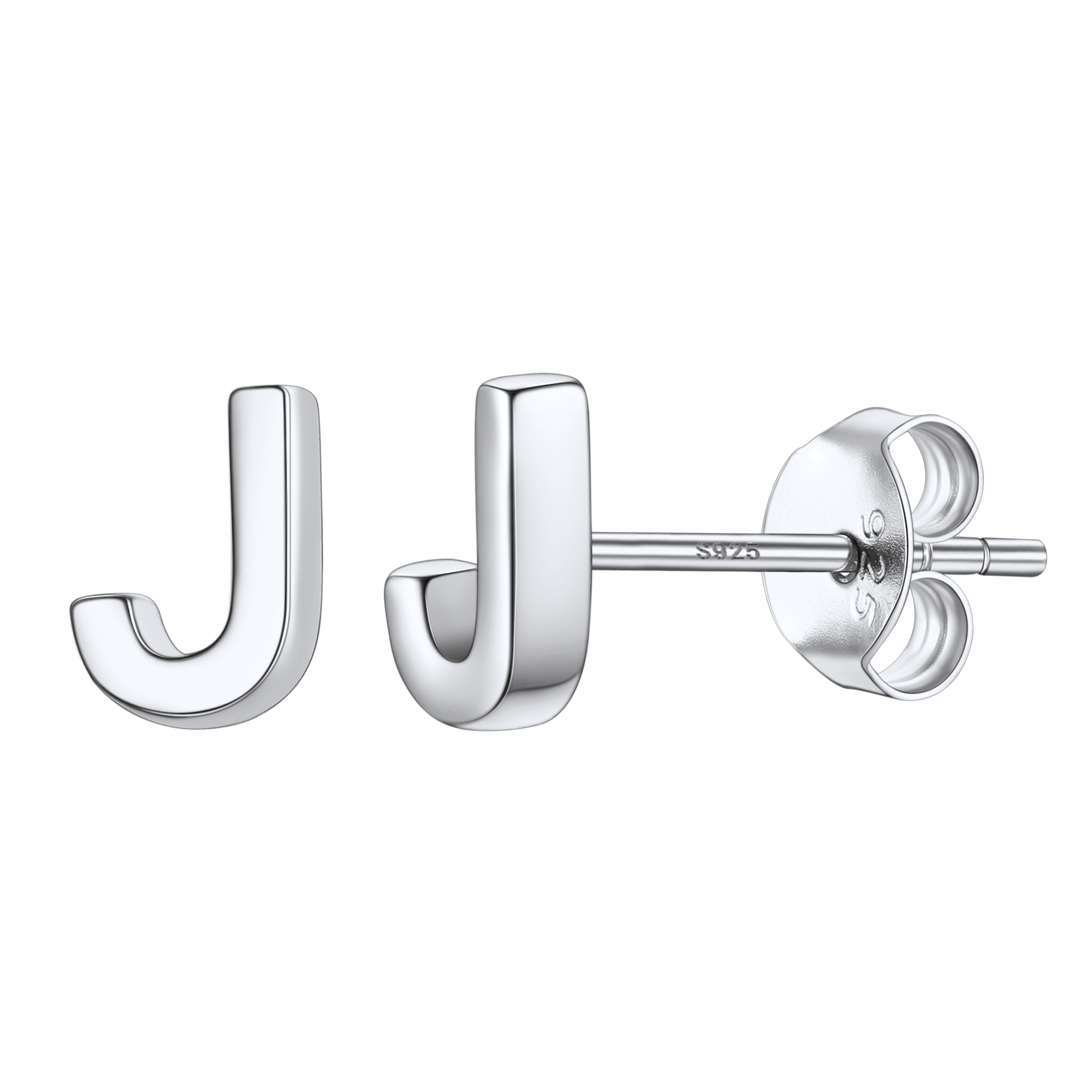 Sterling Silver Tiny Initial Letter Earrings Alphabet Studs for