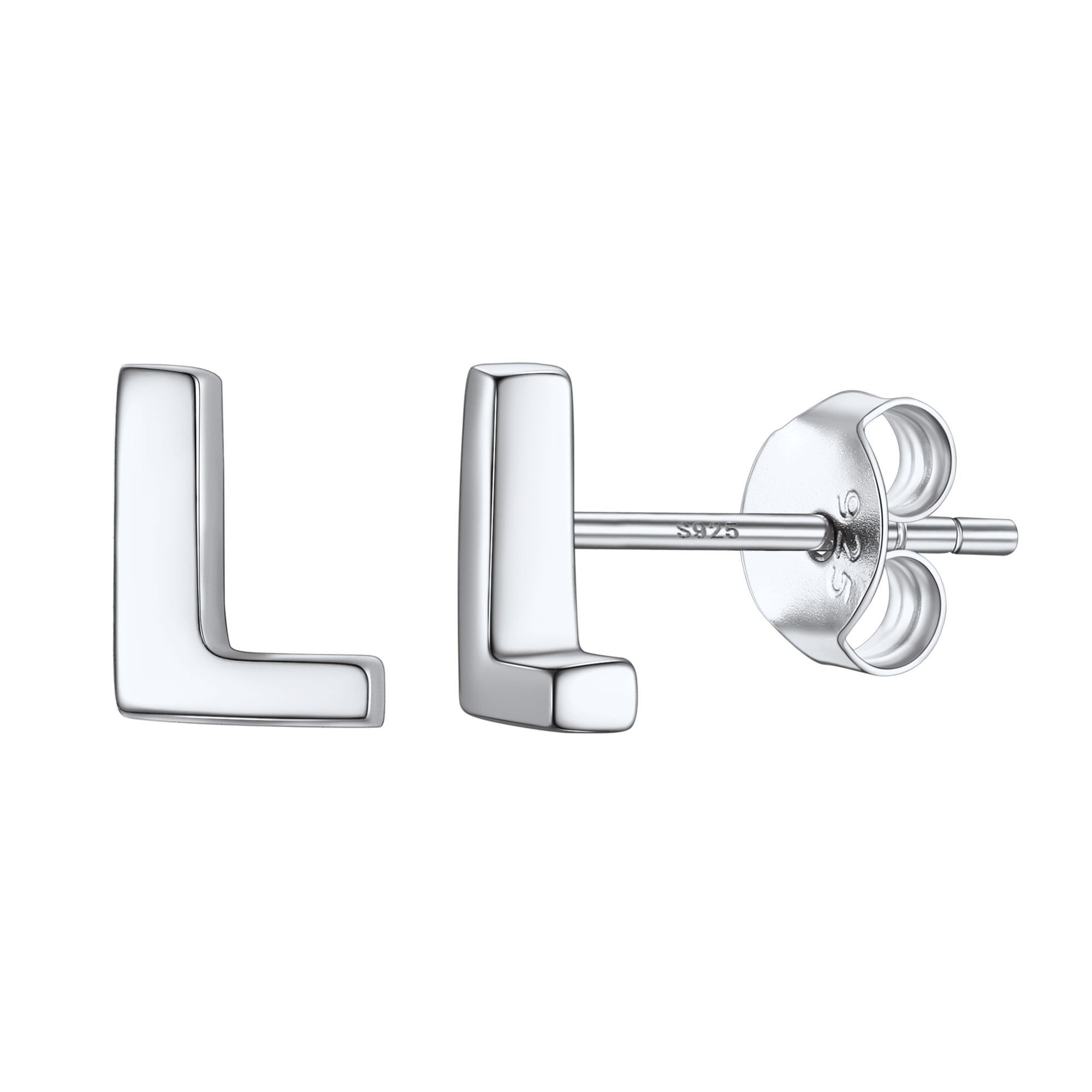 Sterling Silver Tiny Initial Letter Earrings Alphabet Studs for