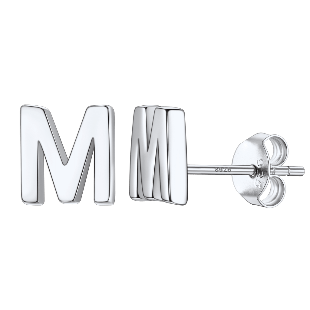 Sterling Silver Tiny Initial Letter Earrings Alphabet Studs for
