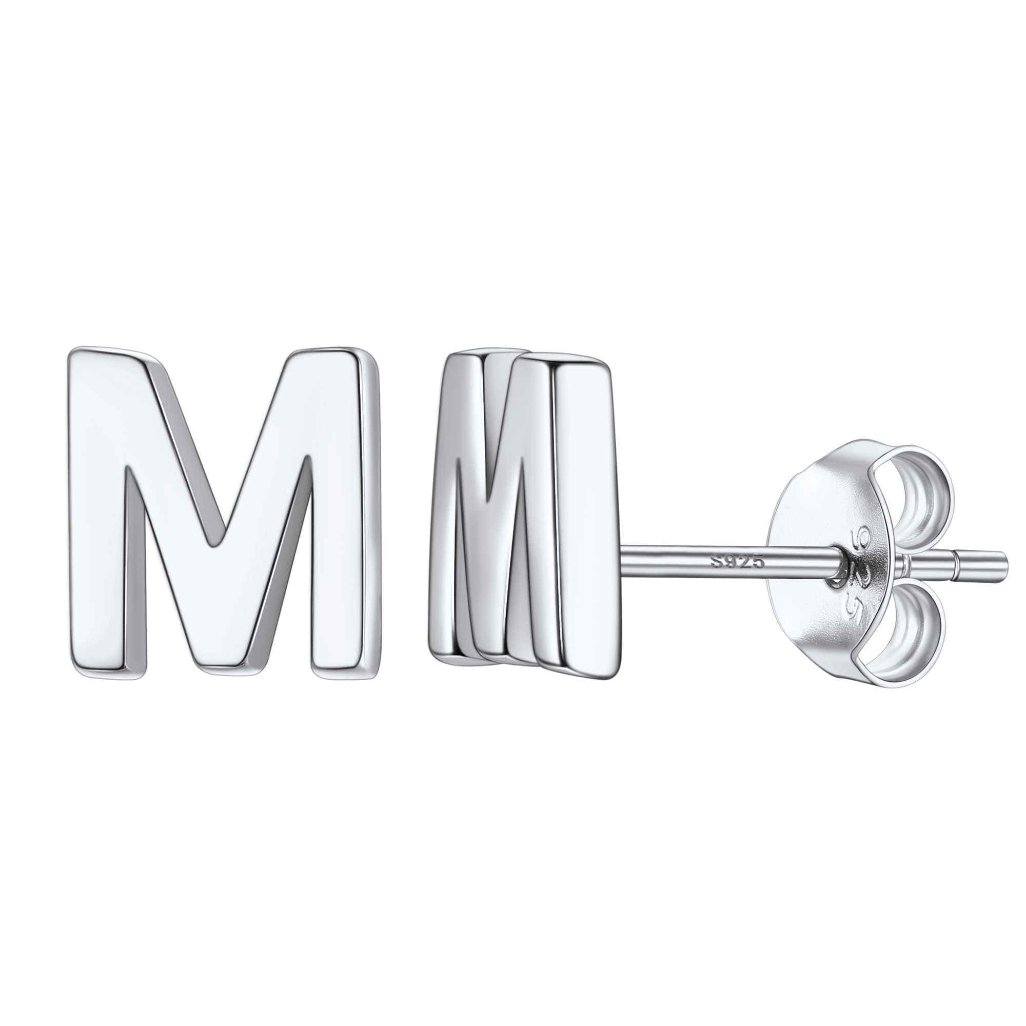 Sterling Silver Tiny Initial Letter Earrings Alphabet Studs for