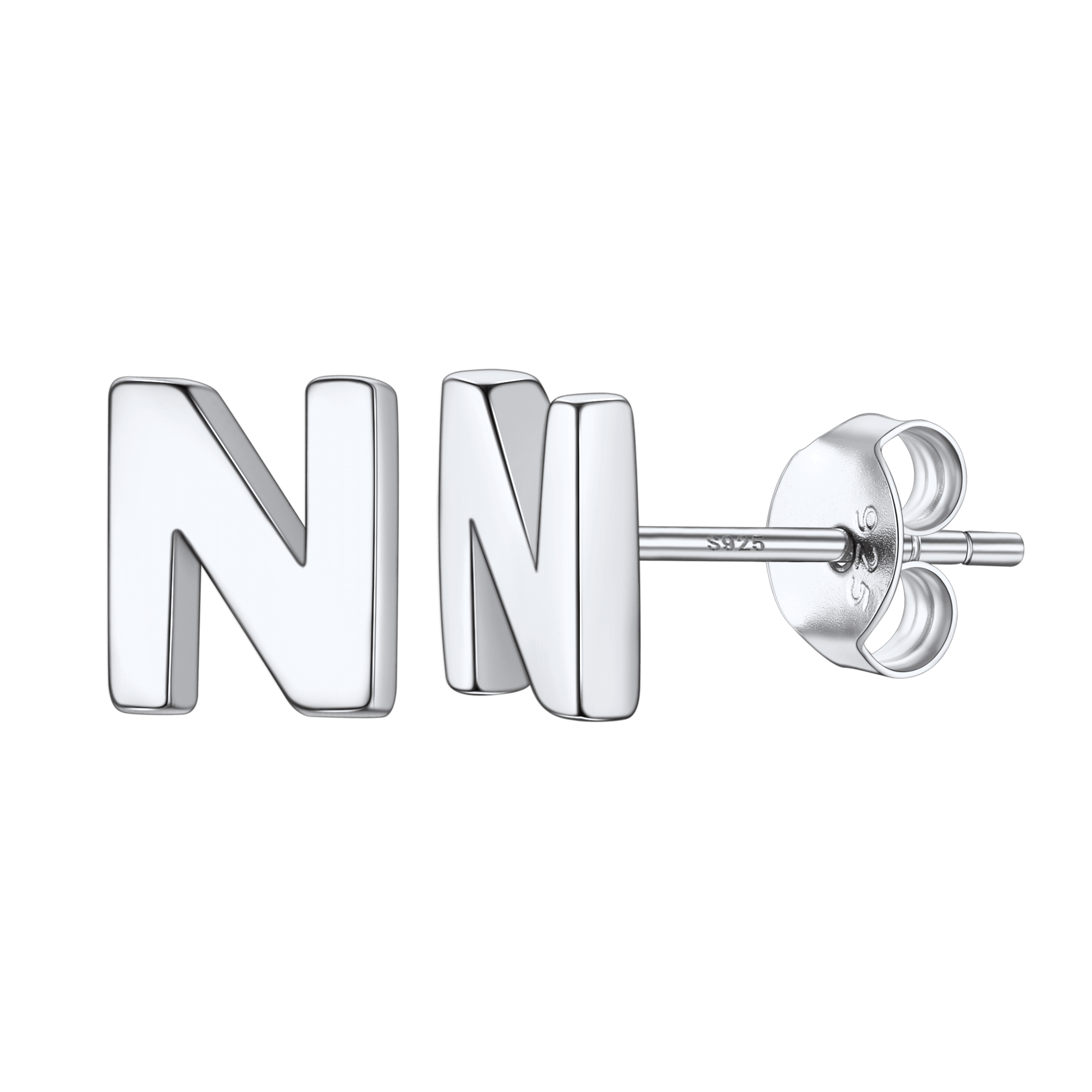 Sterling Silver Tiny Initial Letter Earrings Alphabet Studs for