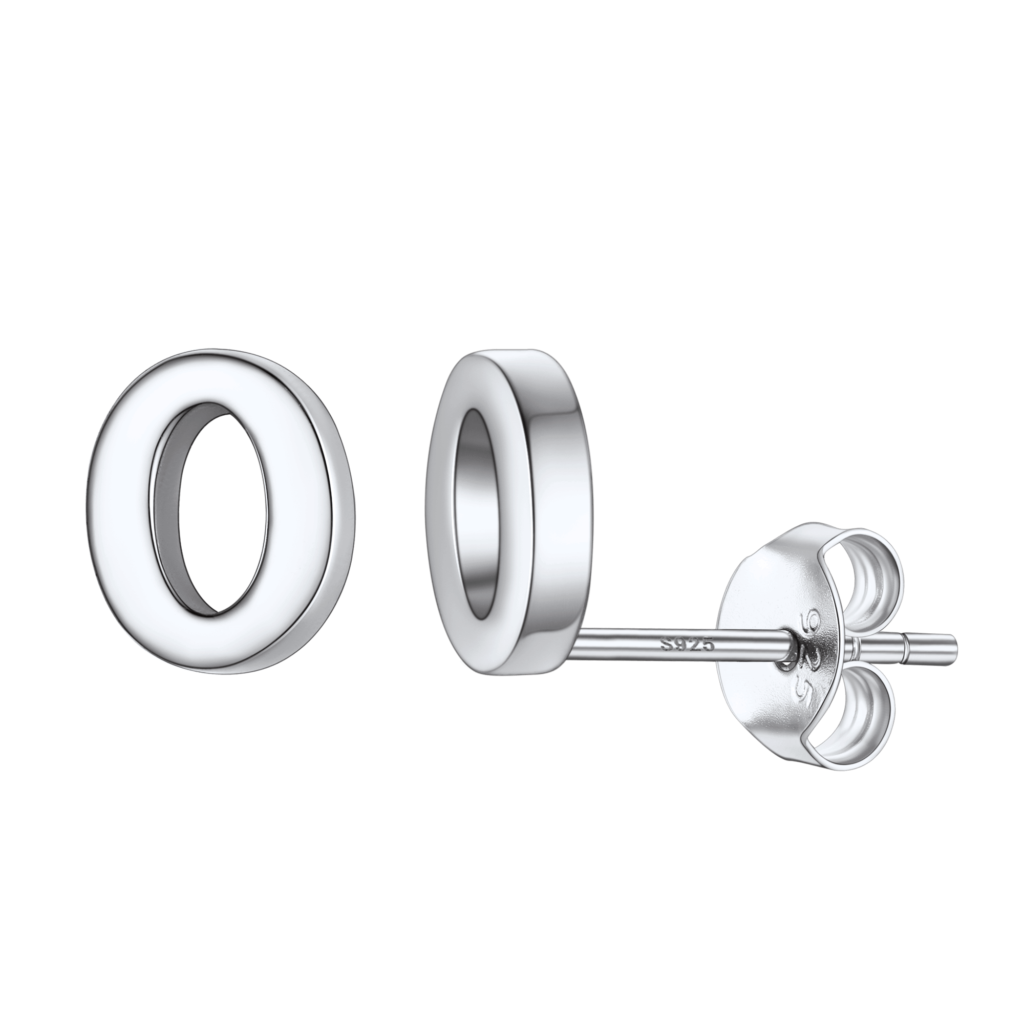 Sterling Silver Tiny Initial Letter Earrings Alphabet Studs for