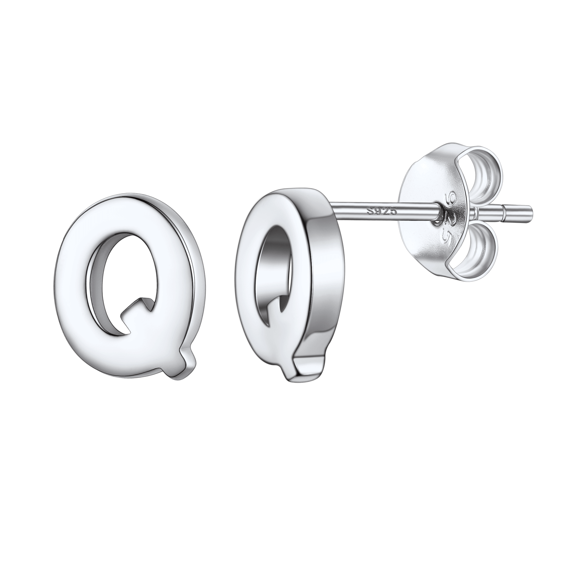 Sterling Silver Tiny Initial Letter Earrings Alphabet Studs for