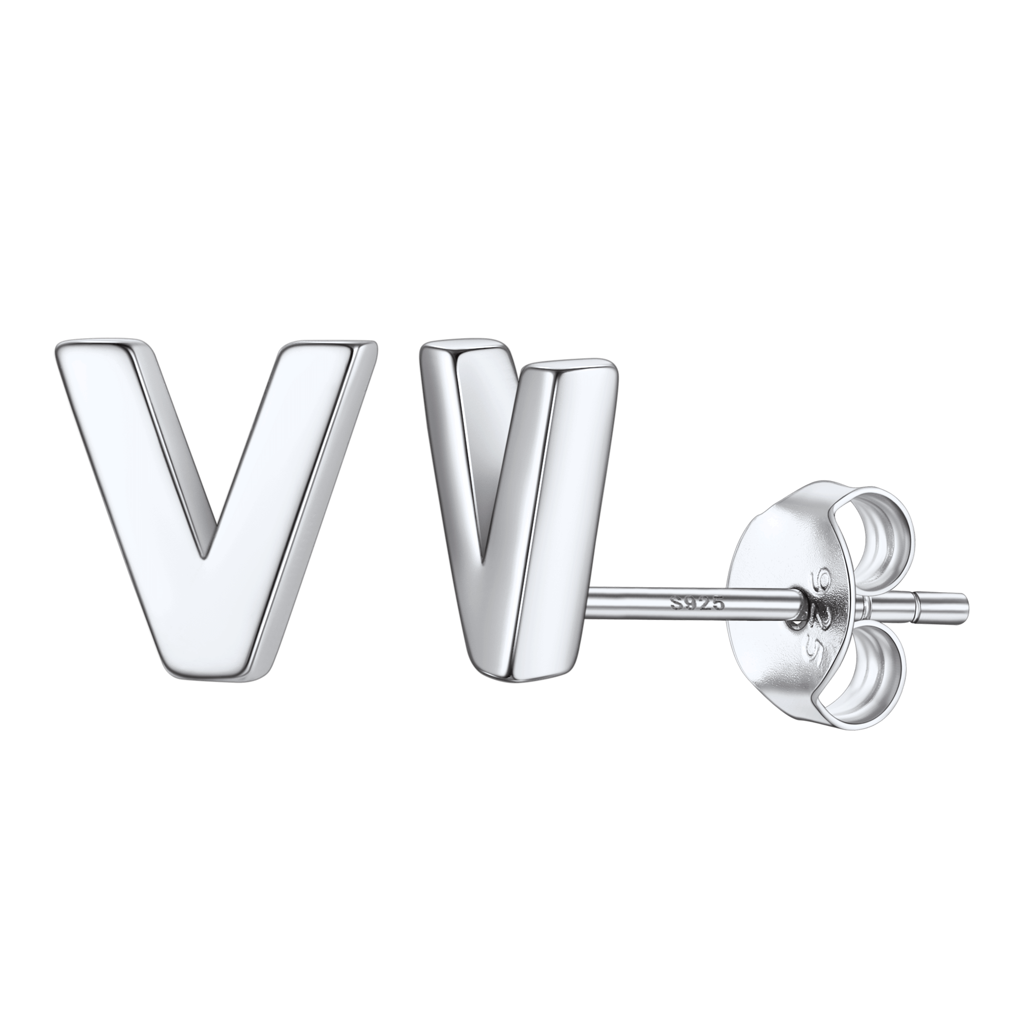 Sterling Silver Tiny Initial Letter Earrings Alphabet Studs for