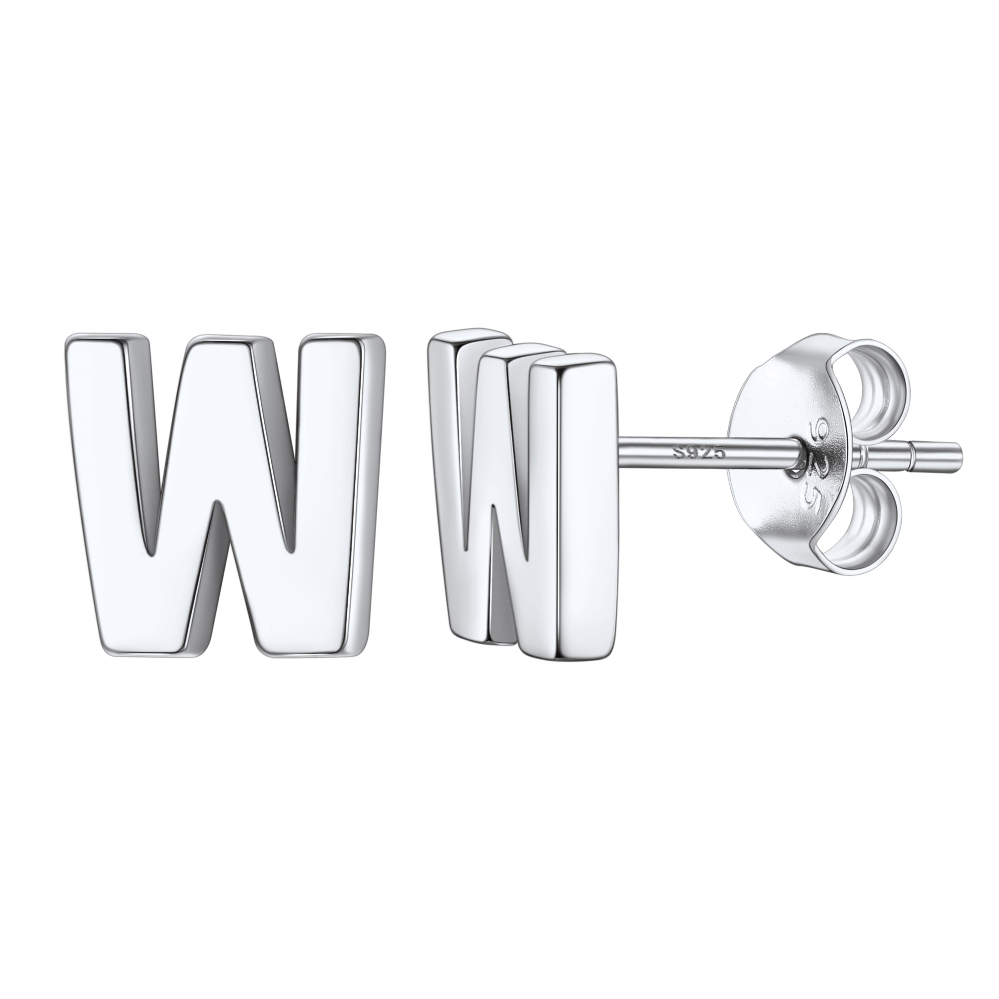Sterling Silver Tiny Initial Letter Earrings Alphabet Studs for
