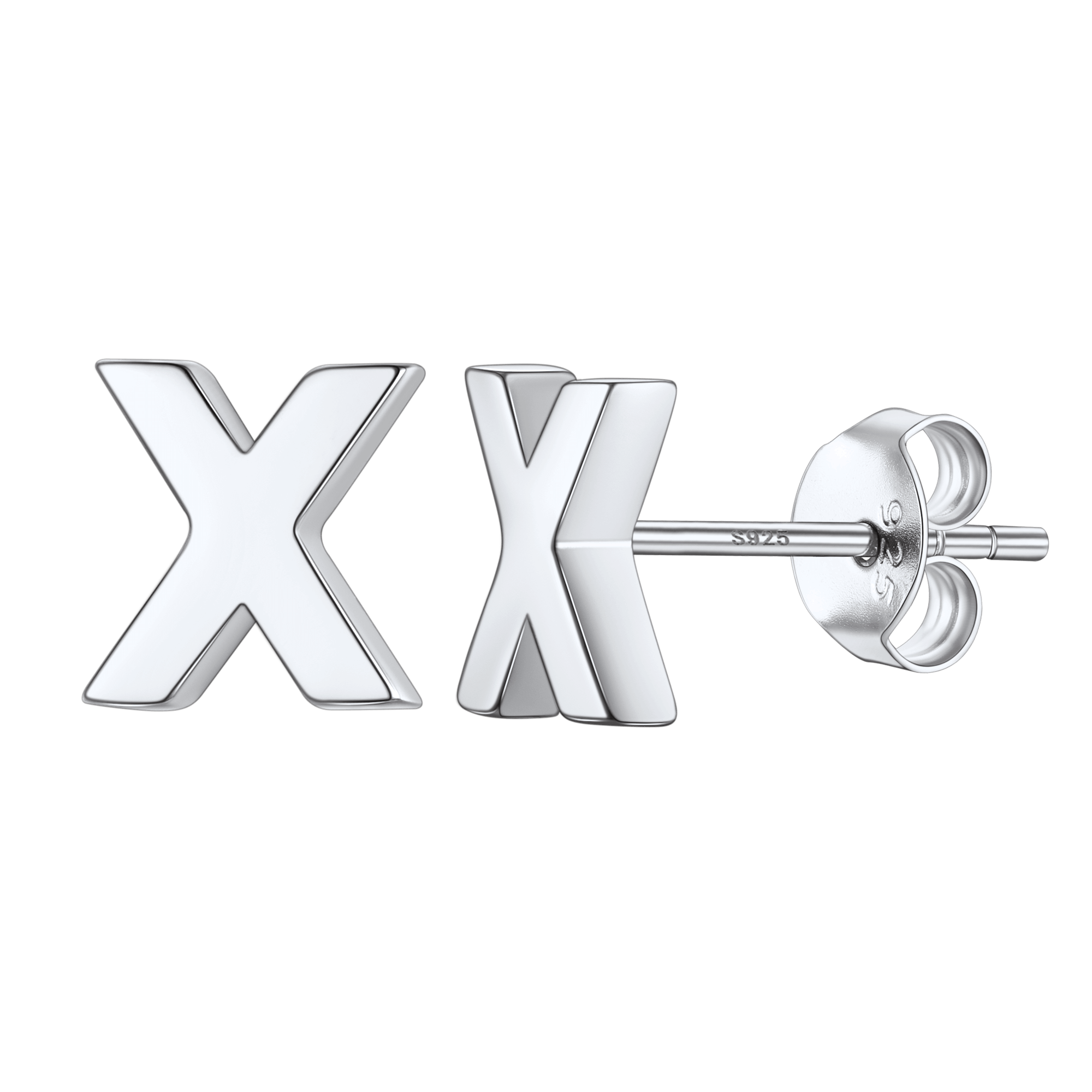 Sterling Silver Tiny Initial Letter Earrings Alphabet Studs for