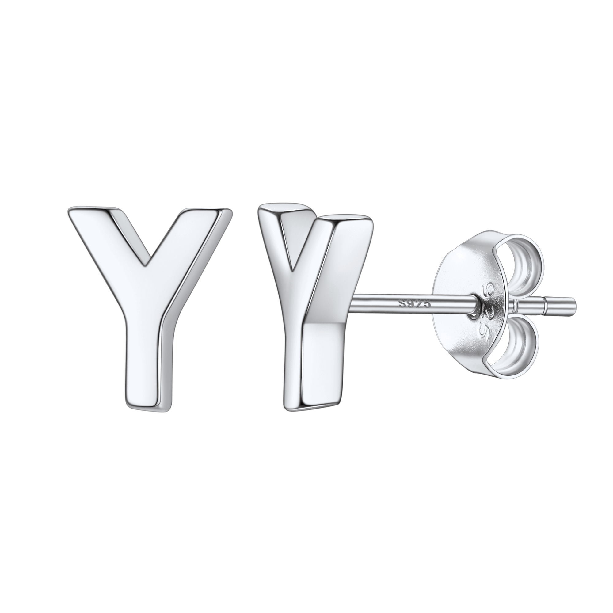 Sterling Silver Tiny Initial Letter Earrings Alphabet Studs for