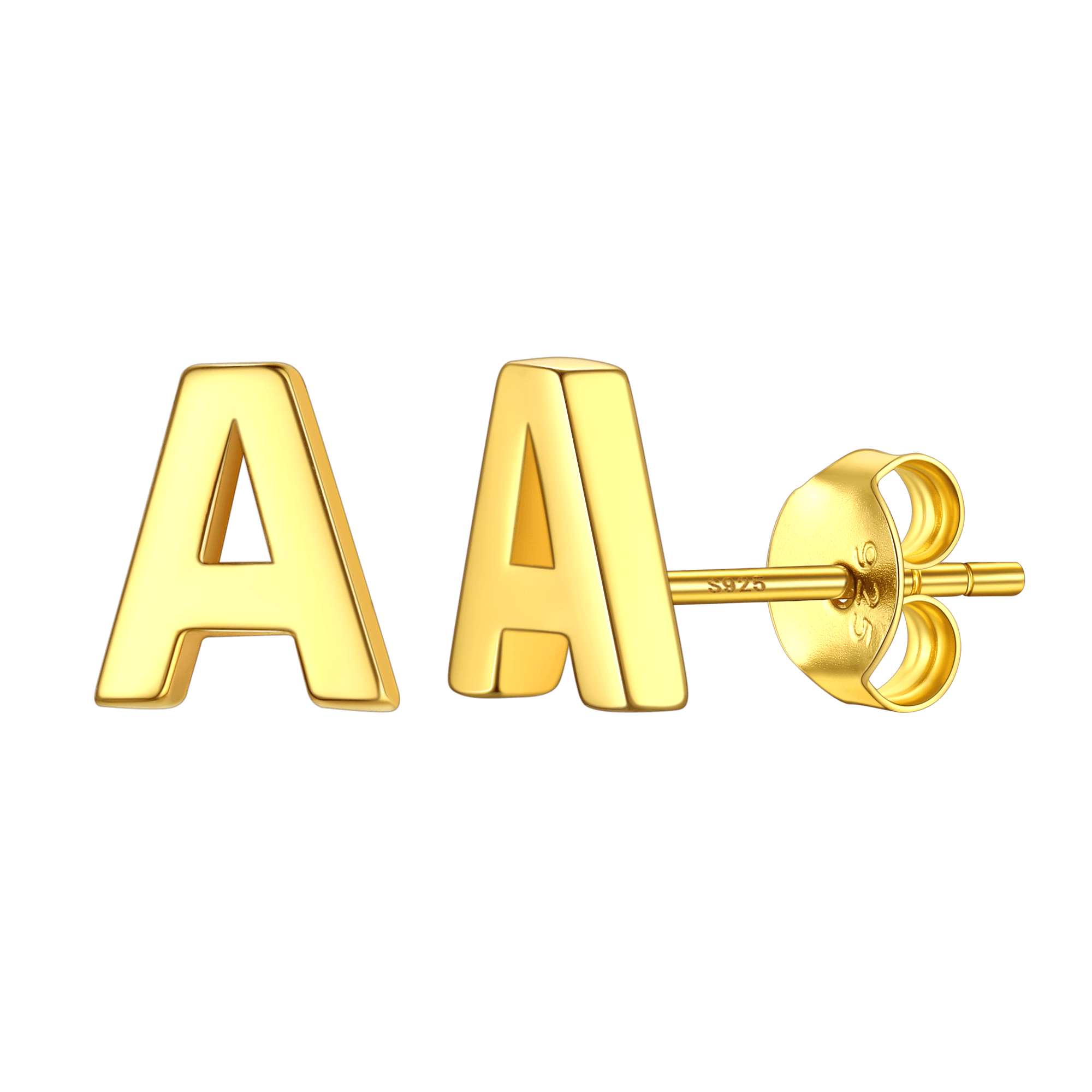 Sterling Silver Tiny Initial Letter Earrings Alphabet Studs for