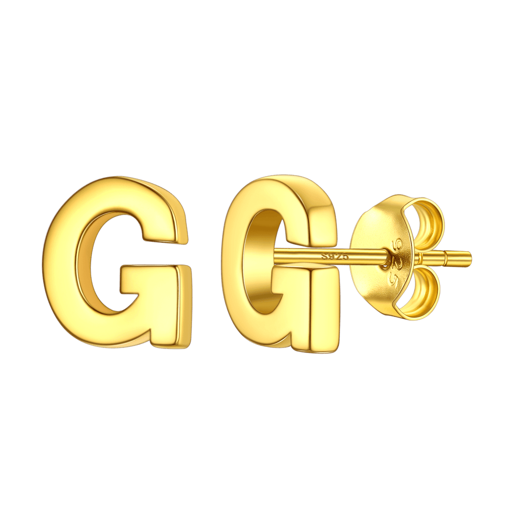 Sterling Silver Tiny Initial Letter Earrings Alphabet Studs for