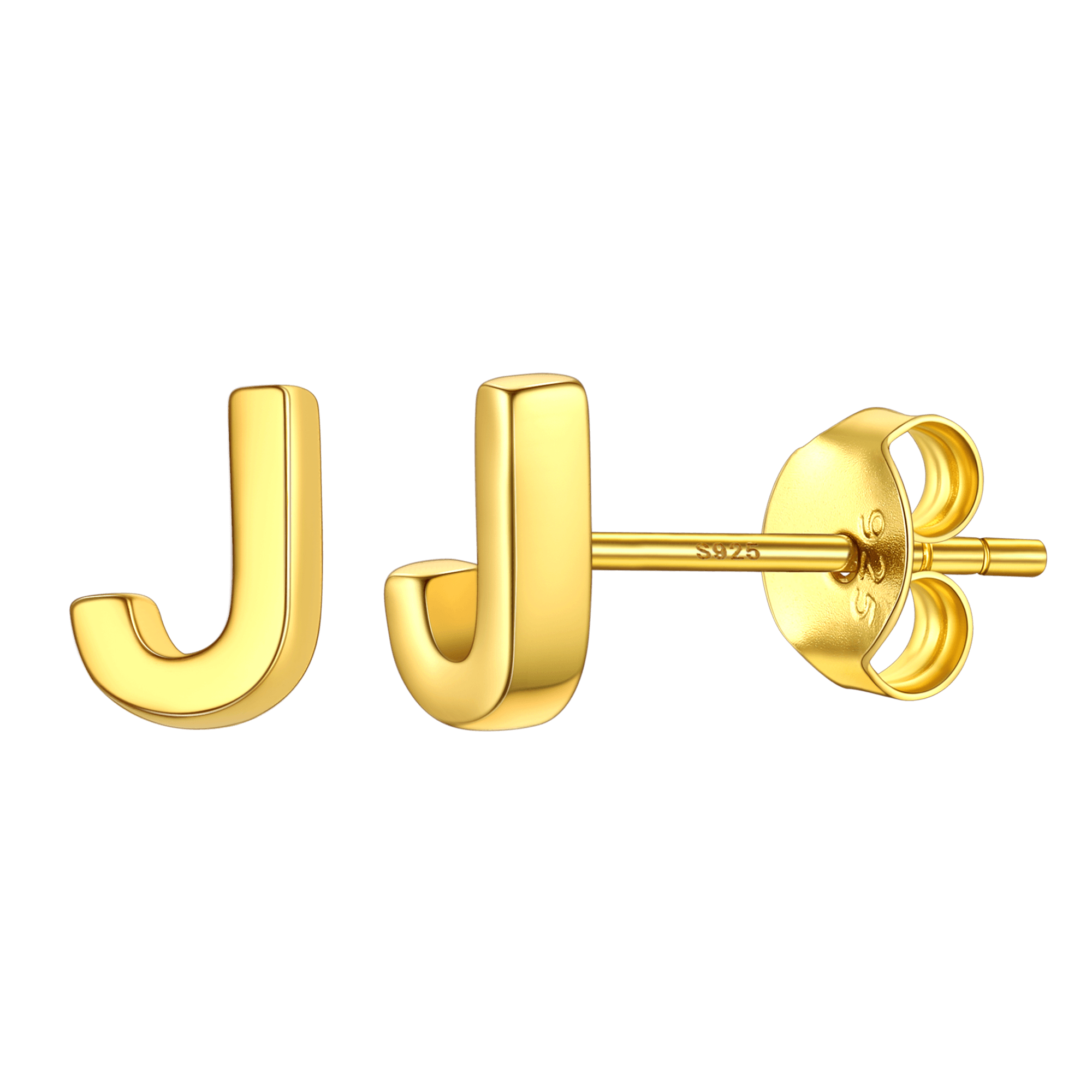 Sterling Silver Tiny Initial Letter Earrings Alphabet Studs for