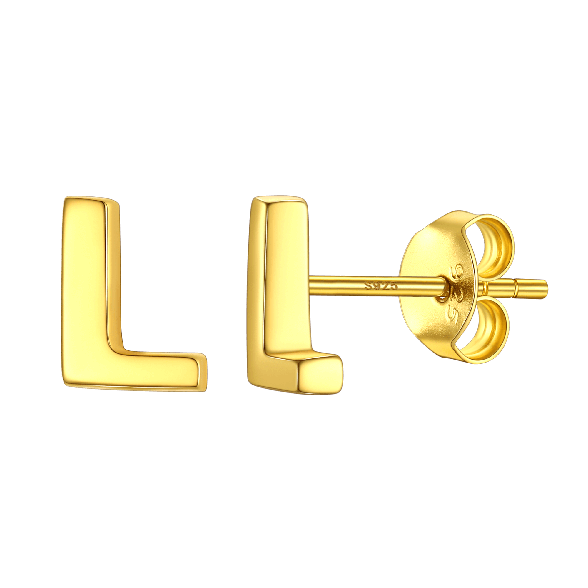 Sterling Silver Tiny Initial Letter Earrings Alphabet Studs for