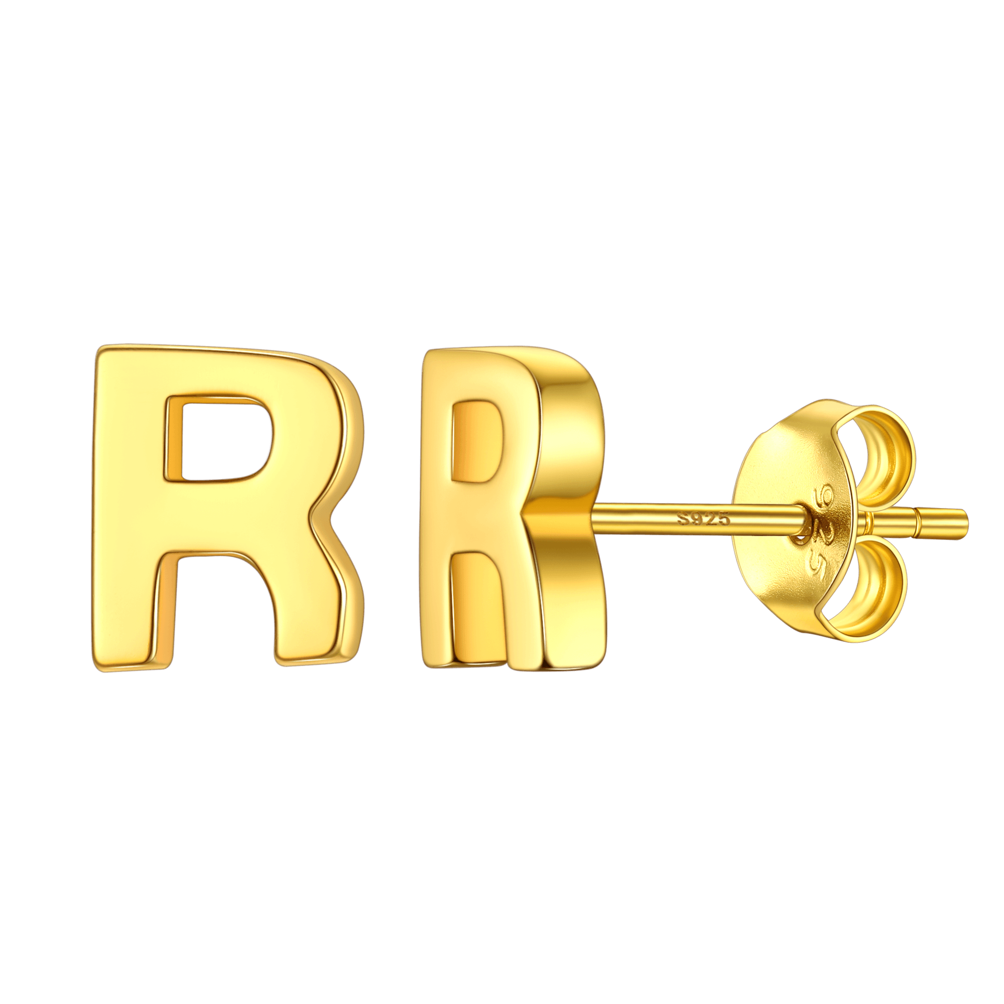 Sterling Silver Tiny Initial Letter Earrings Alphabet Studs for