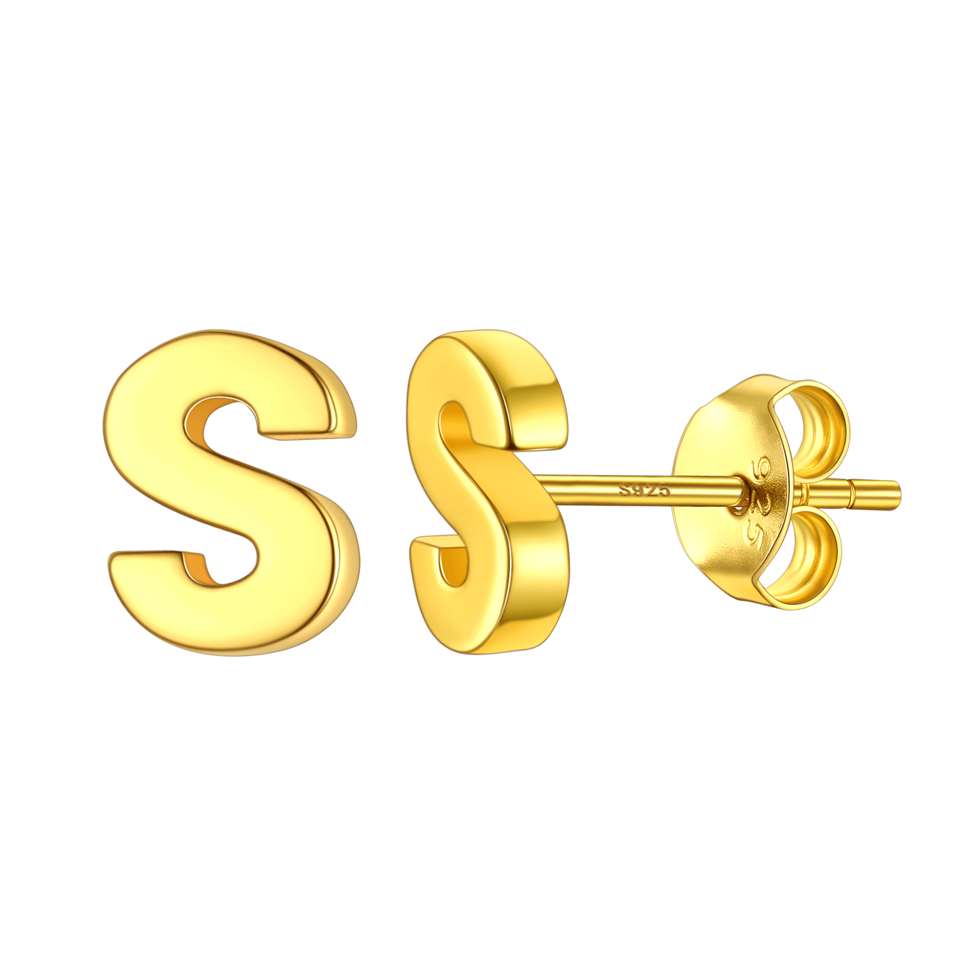 Sterling Silver Tiny Initial Letter Earrings Alphabet Studs for