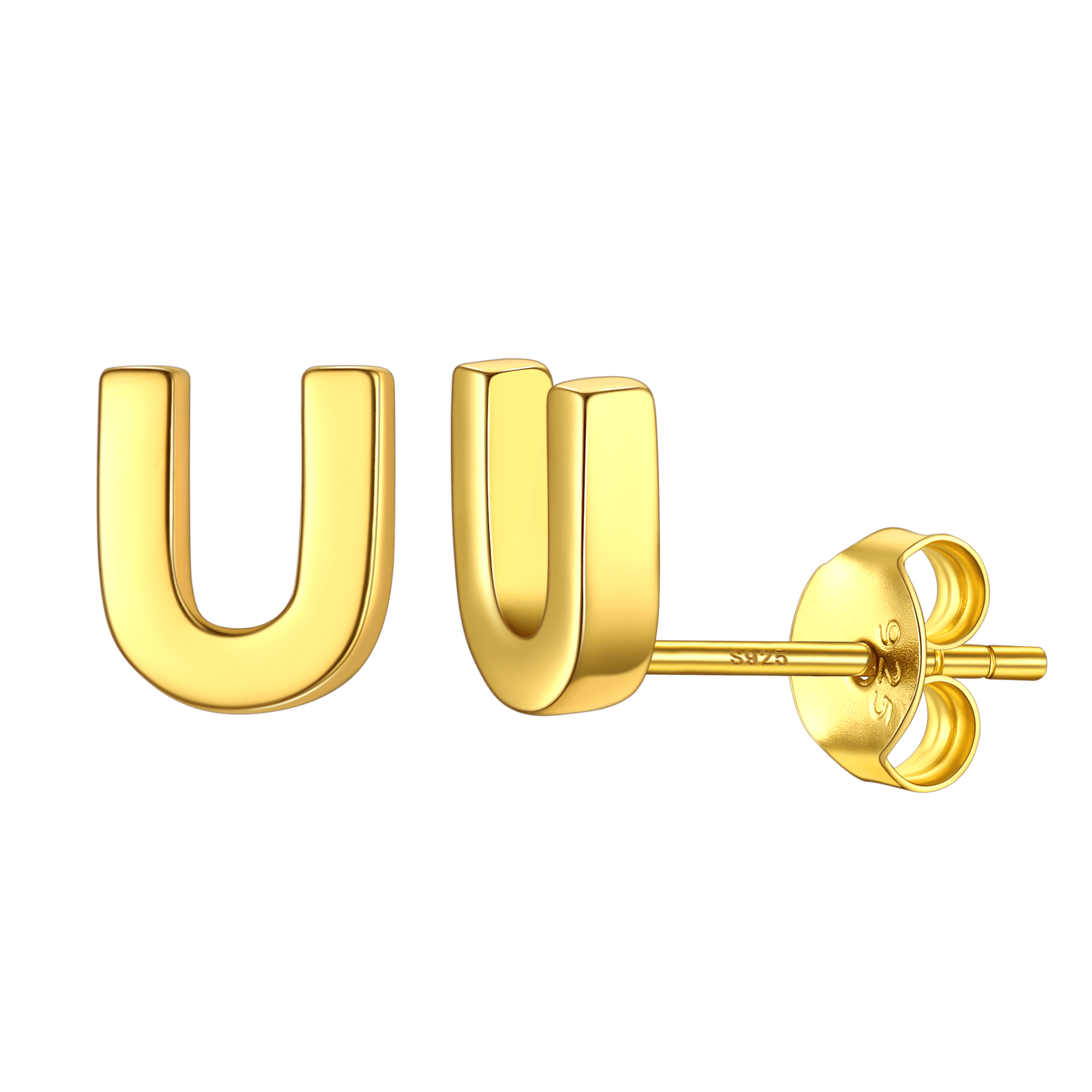 Sterling Silver Tiny Initial Letter Earrings Alphabet Studs for