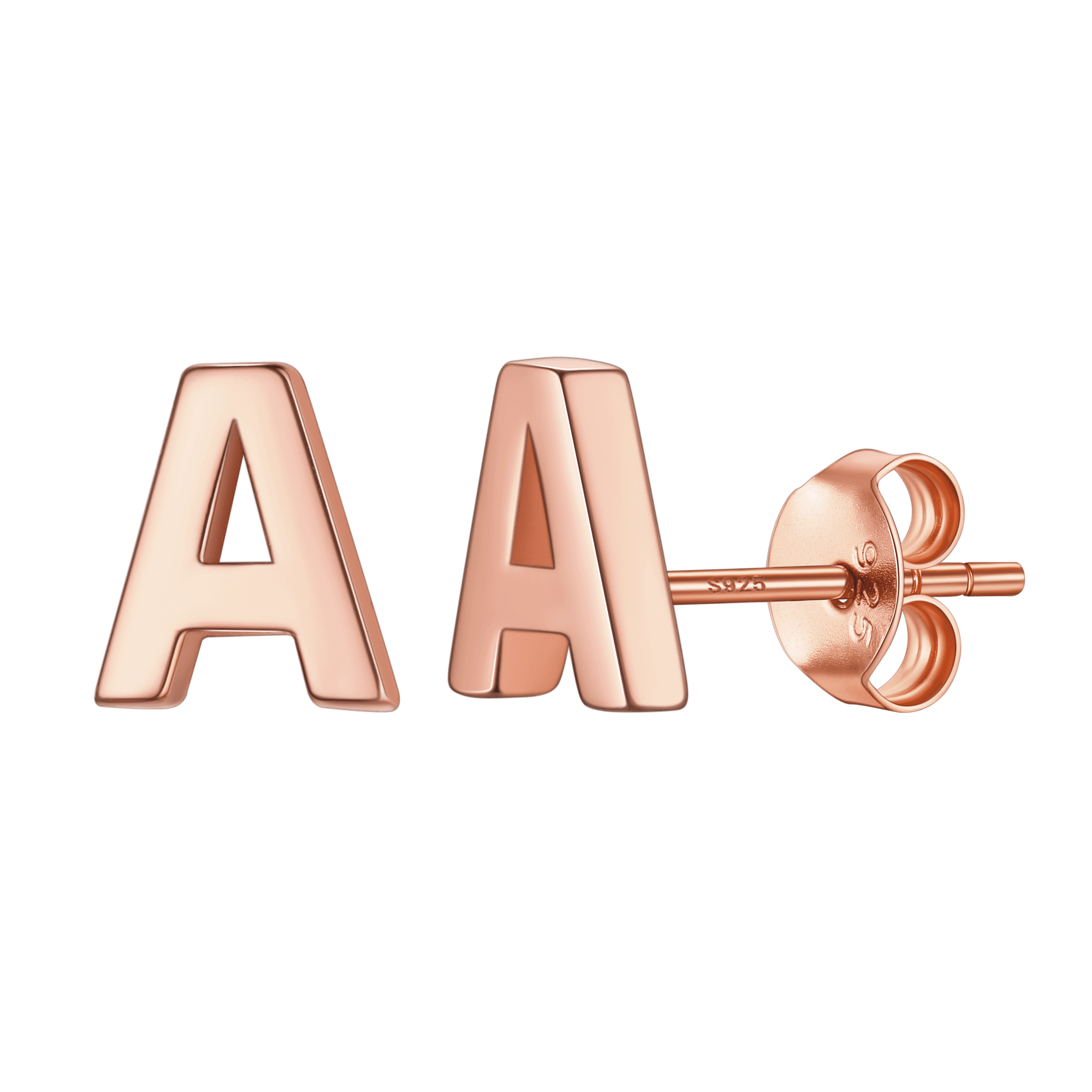 Sterling Silver Tiny Initial Letter Earrings Alphabet Studs for
