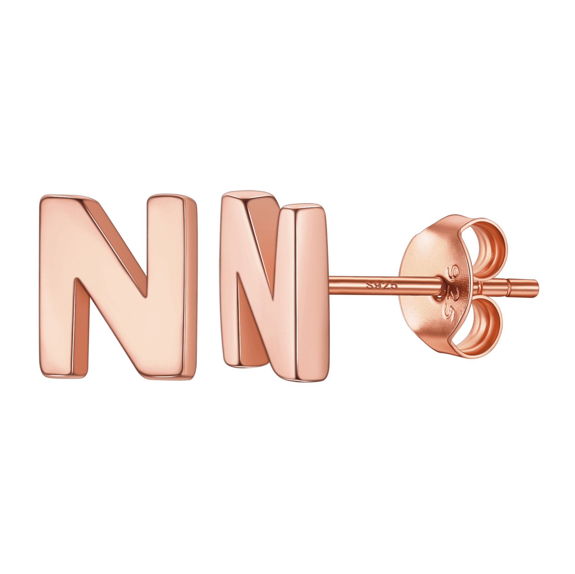 Sterling Silver Tiny Initial Letter Earrings Alphabet Studs for