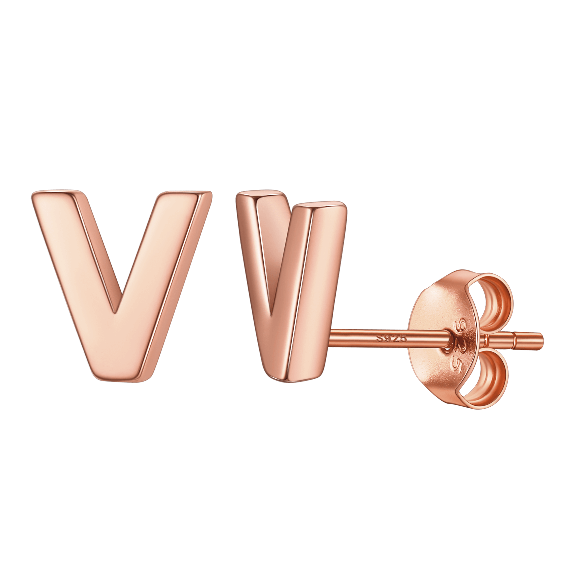 Sterling Silver Tiny Initial Letter Earrings Alphabet Studs for