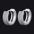 Chunky Diamond Hoop Huggie Earrings for in Sterling Silver