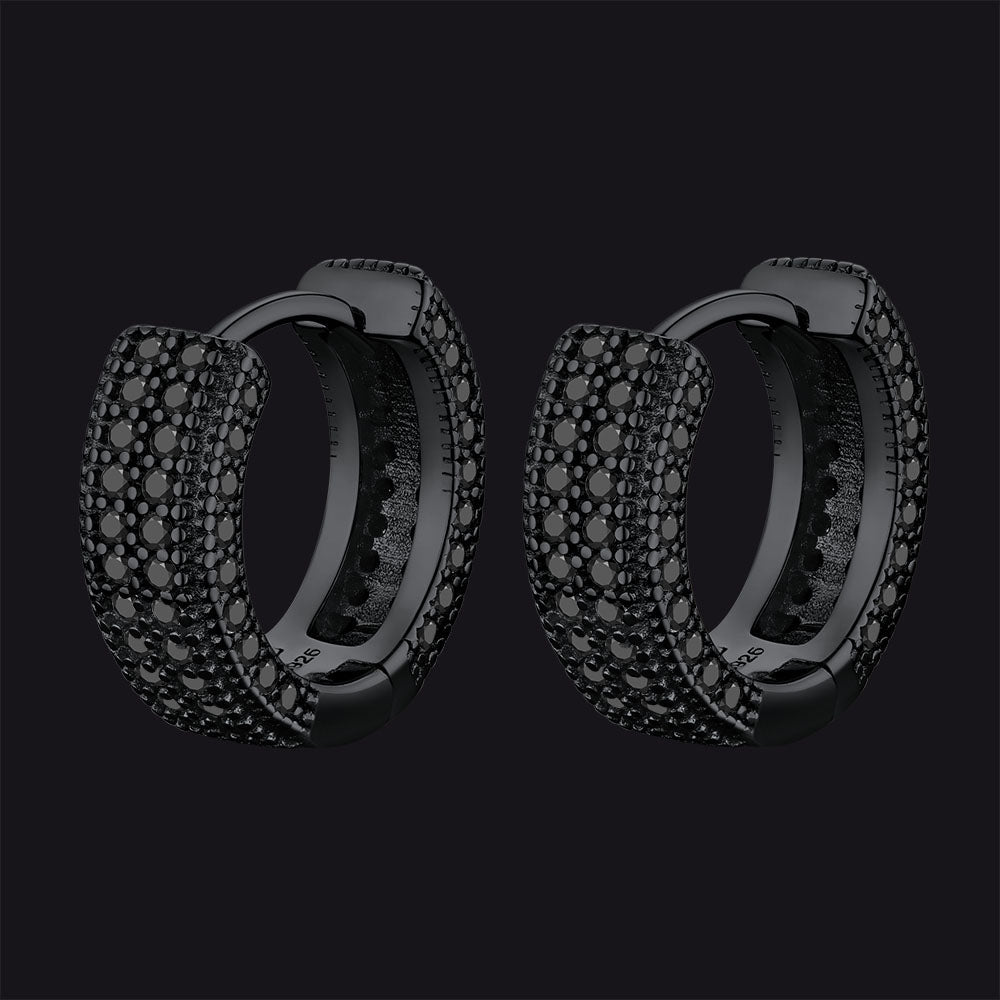 Chunky Diamond Hoop Huggie Earrings for in Sterling Silver