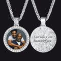 Customized Cubic Zircon Picture Circle Necklace Photo Pendant for