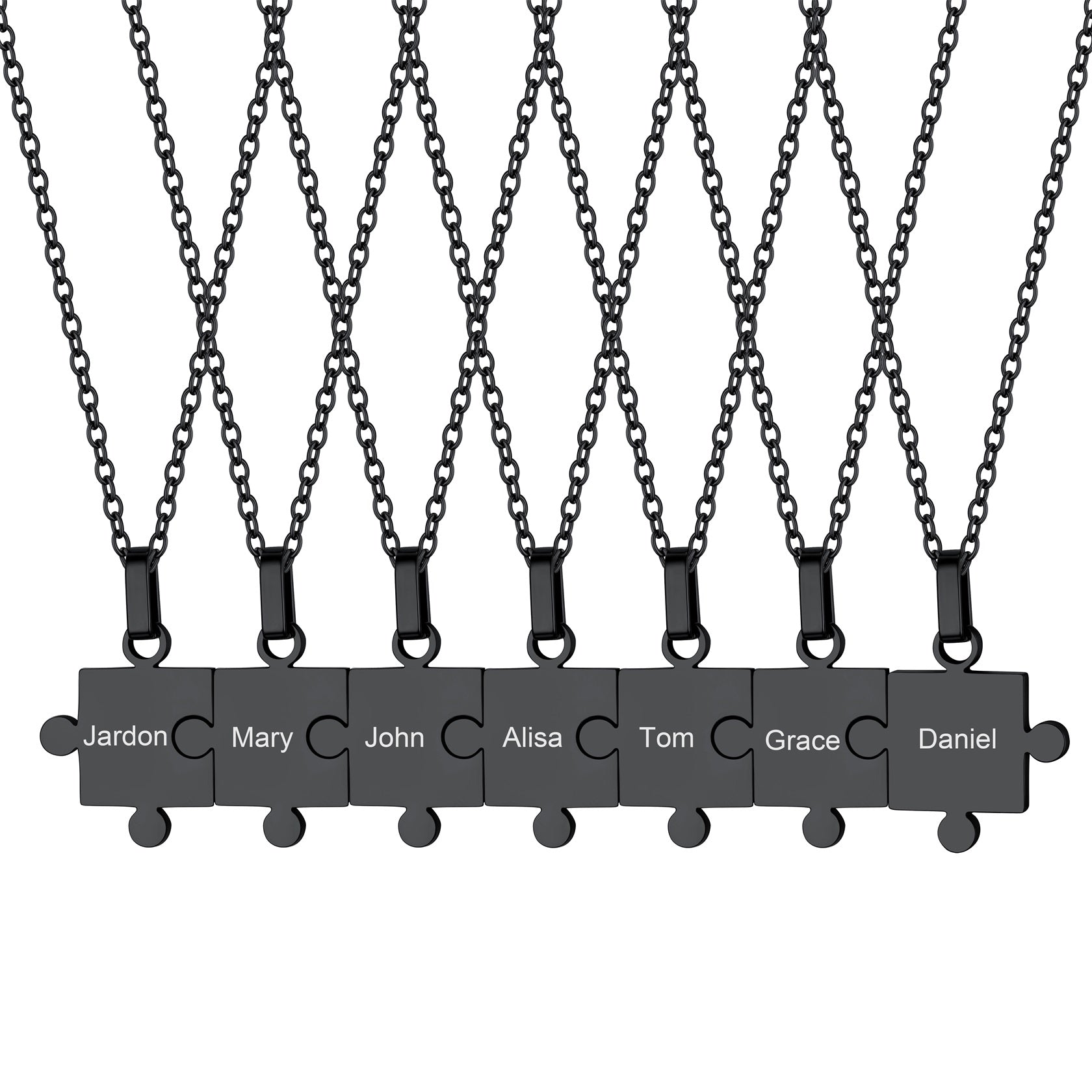 Custom Puzzle Piece Matching Pendant Necklaces Set for Family Best Friends