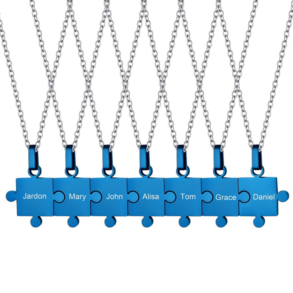 Custom Puzzle Piece Matching Pendant Necklaces Set for Family Best Friends