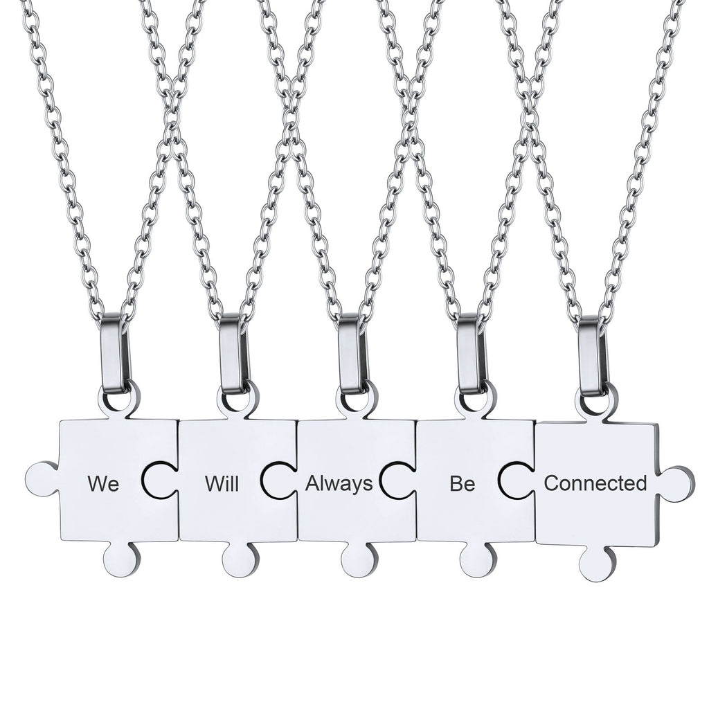 Custom Puzzle Piece Matching Pendant Necklaces Set for Family Best Friends