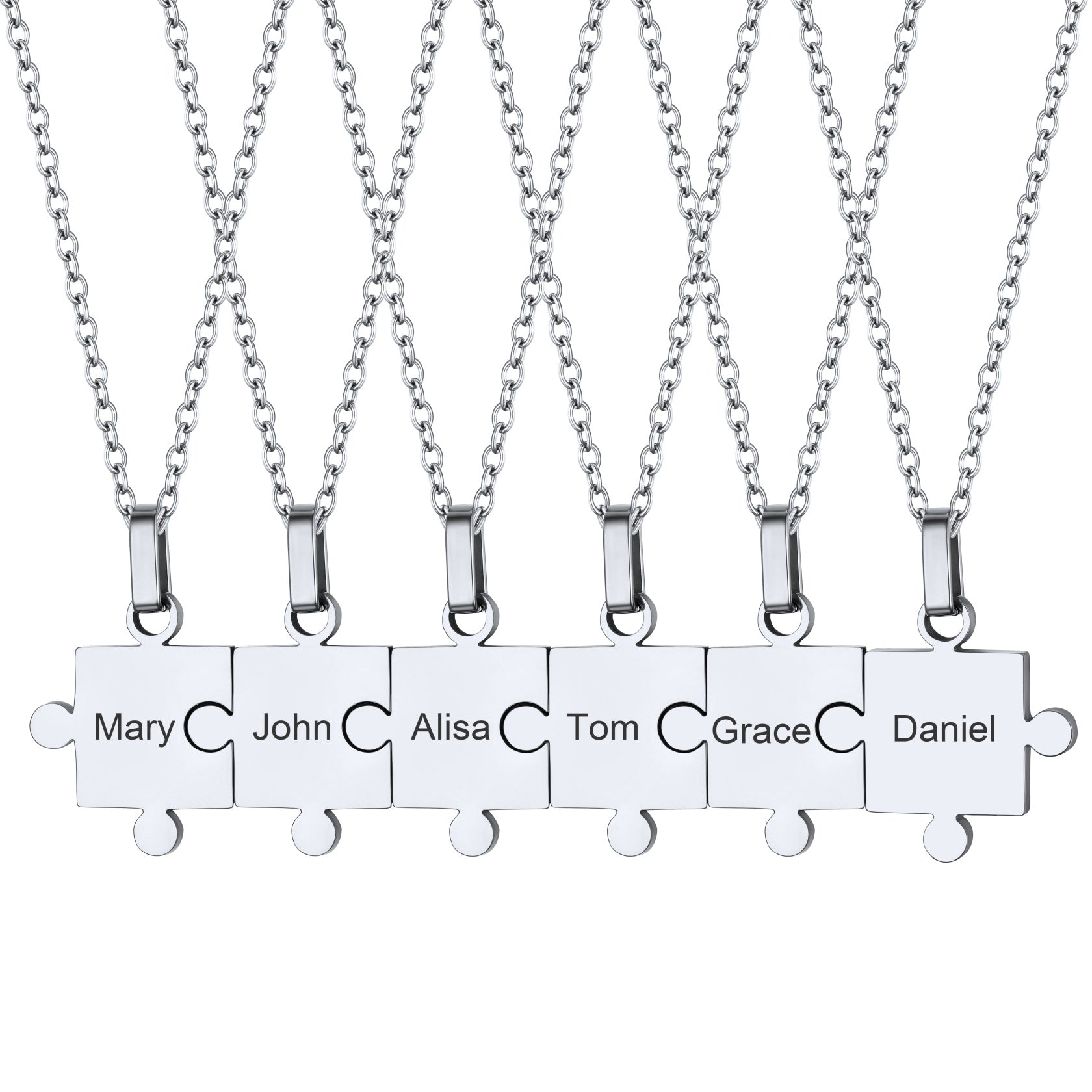 Custom Puzzle Piece Matching Pendant Necklaces Set for Family Best Friends