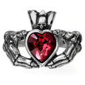 Claddagh by Night Red Crystal Heart Ring by Alchemy Gothic
