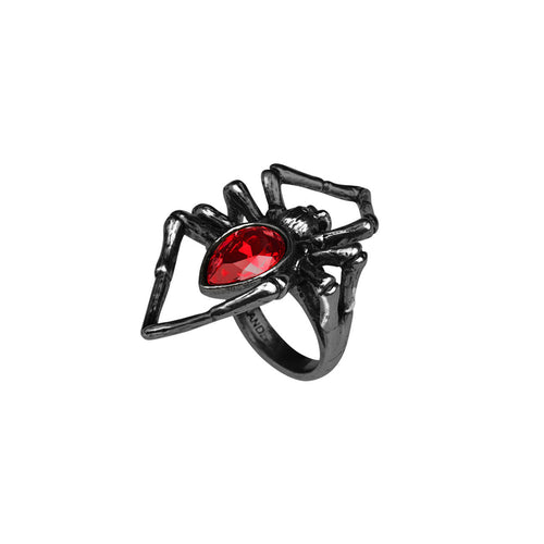 Black Widow Red Crystal Spider Ring by Alchemy Gothic