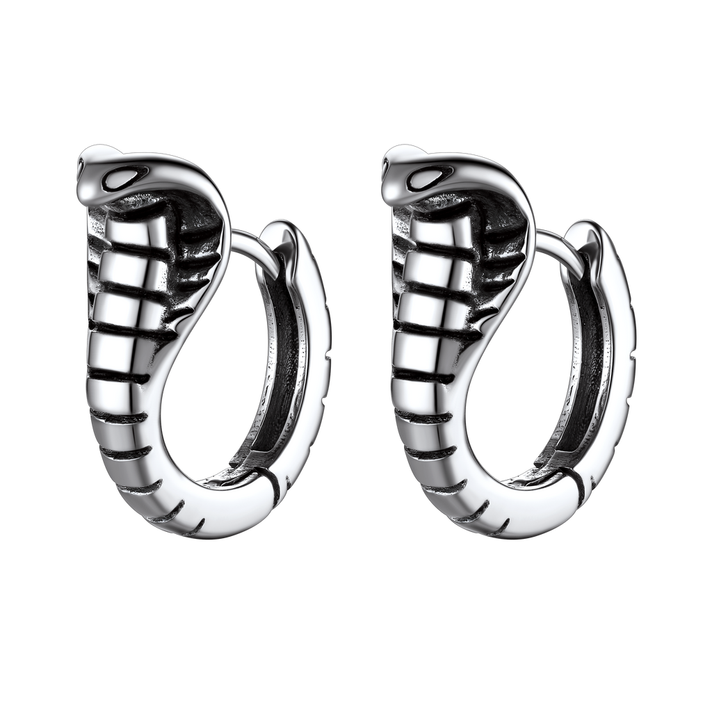 Gothic Punk Snake Hoop Earrings for