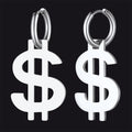 Flash Dollar Sign Dangle Hoop Earrings for