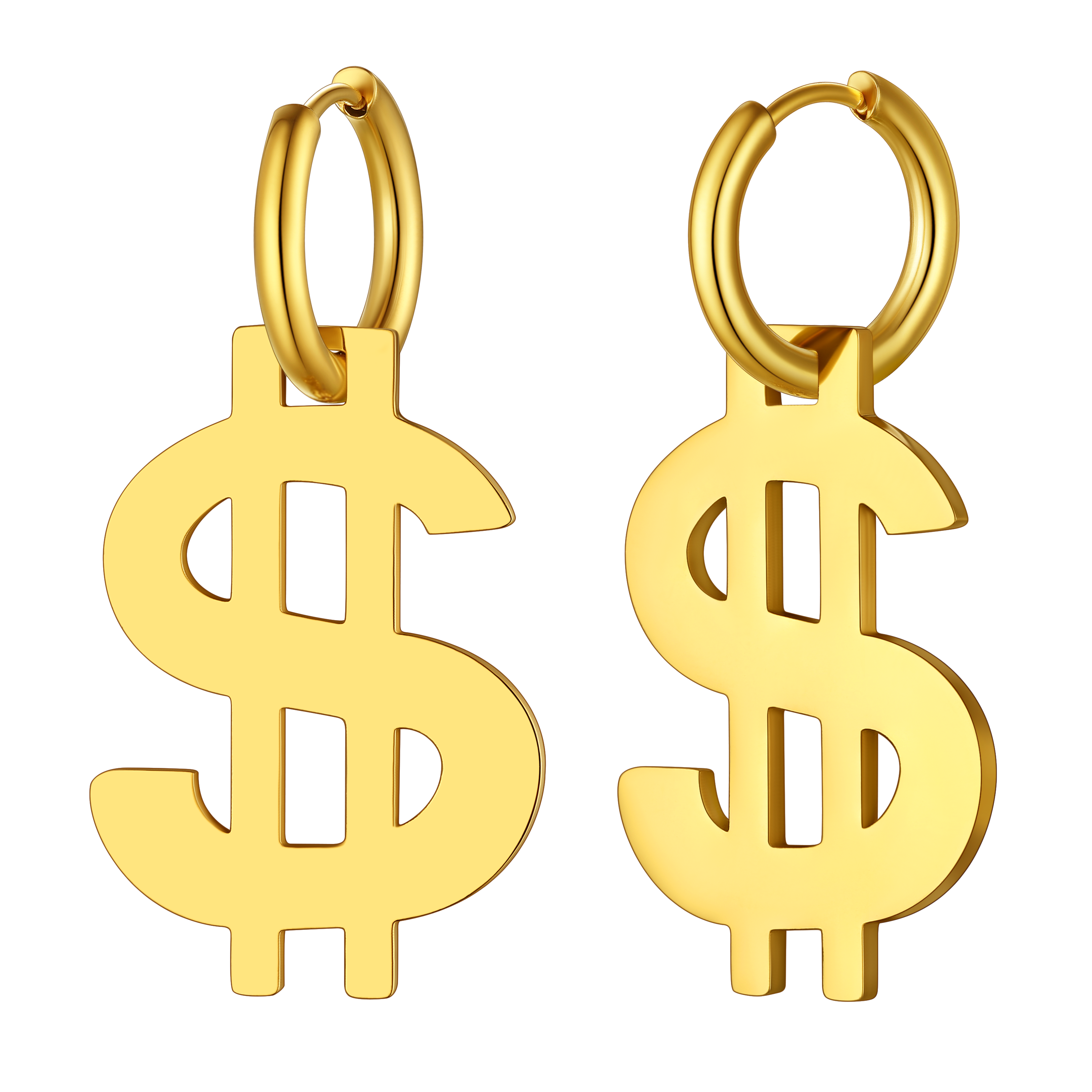 Flash Dollar Sign Dangle Hoop Earrings for