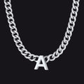 7mm Custom Initial Letter Cuban Link Chain Necklace for