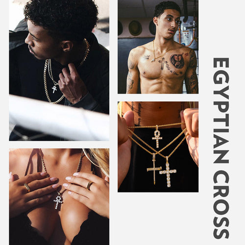Ankh Cross Necklace With Zirconia for