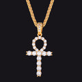 Ankh Cross Necklace With Zirconia for