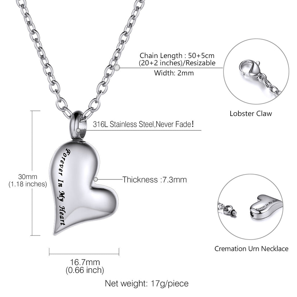 Customized Heart Urn Necklace for Ashes Memorial Gift