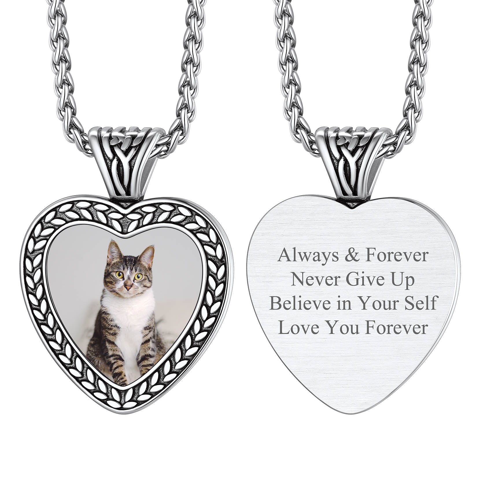 Customized Heart Photo Pendant Memorial Necklace for